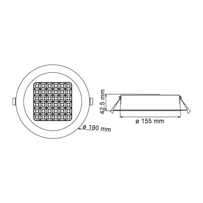 Construlita Lámpara Downlight LED de 18 W, 19 cm Diámetro, Luz Blanca Neutra, LED integrado, Driver incluido