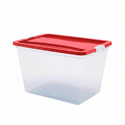 Caja de Almacenamiento 65 L Transparente con Tapa Roja y Broches - Rojo Chef