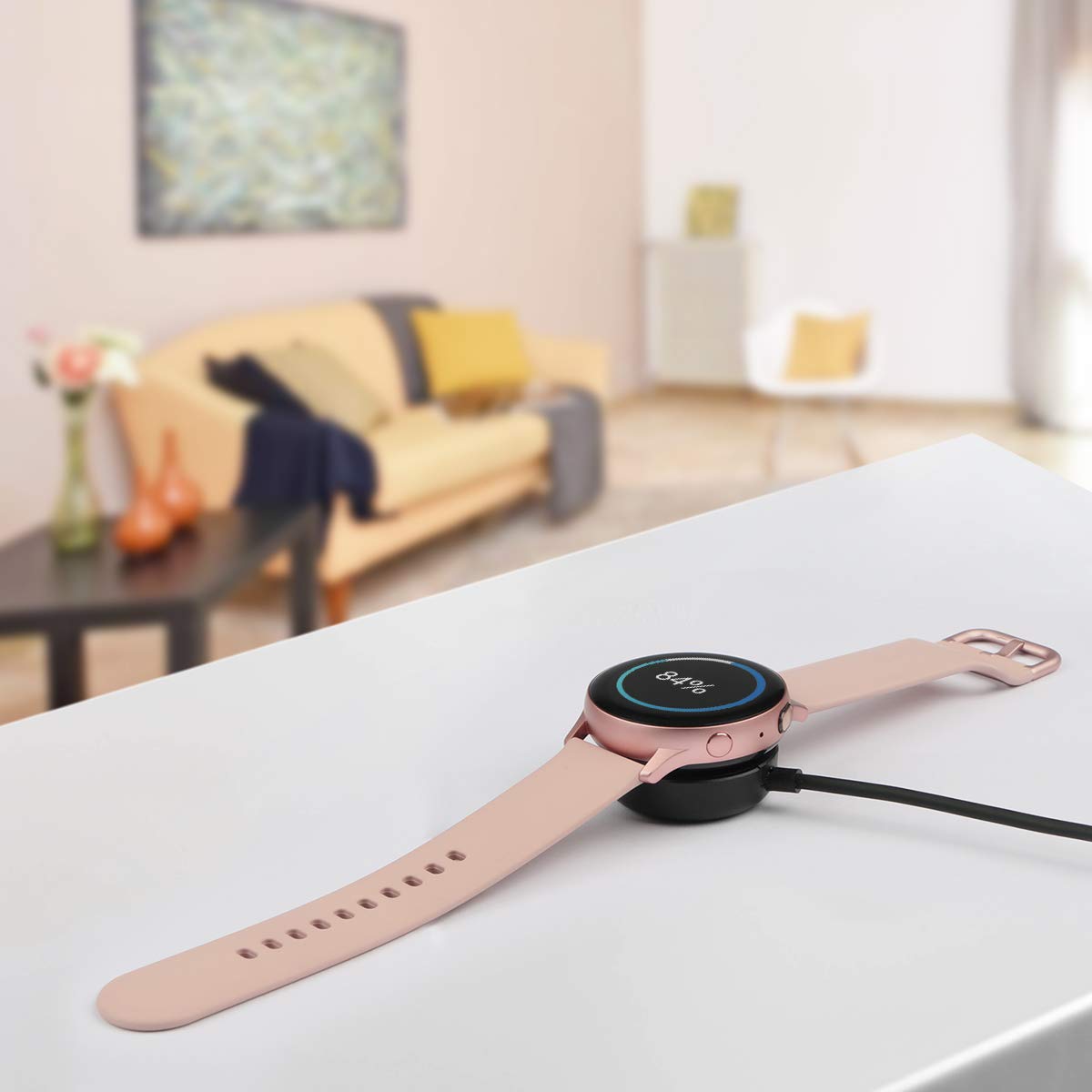 Trami - Paquete de 2 compatibles con Samsung Galaxy Watch 7/6/6 Classic/5/5 Pro/4/4 Classic/3/Active/Active Base de Carga inalámbrica, Cable de Carga USB de Repuesto para Classic/3/Active/Active