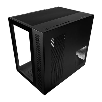 GAME FACTOR Gabinete Gamer Micro ATX Csg700 hasta 10 Ventiladores Vidrio Templado Filtro De Polvo Negro