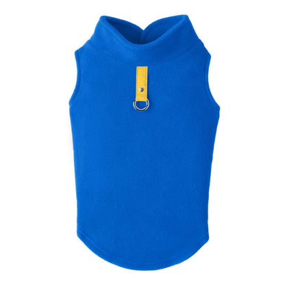 Gooby Chaleco de Forro Polar para Perro con Correa Integrada - Medium chest (~13.5") - Azul Oscuro