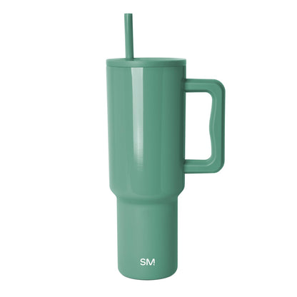 Simple Modern Trek Vaso Térmico con Asa y Popote, Acero Inoxidable, 890-1180 ml - 1180ml - Shiny: Spruce