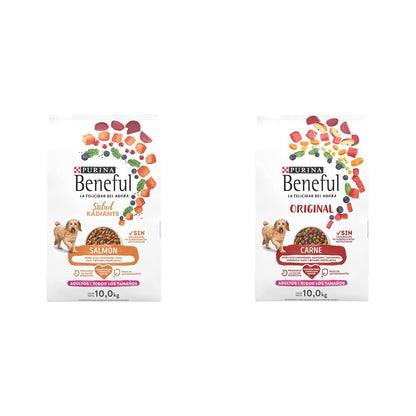 Purina Beneful Alimento para Perro Adulto Sabor Salmón, 10 kg - Alimento + Beneful Alimento seco