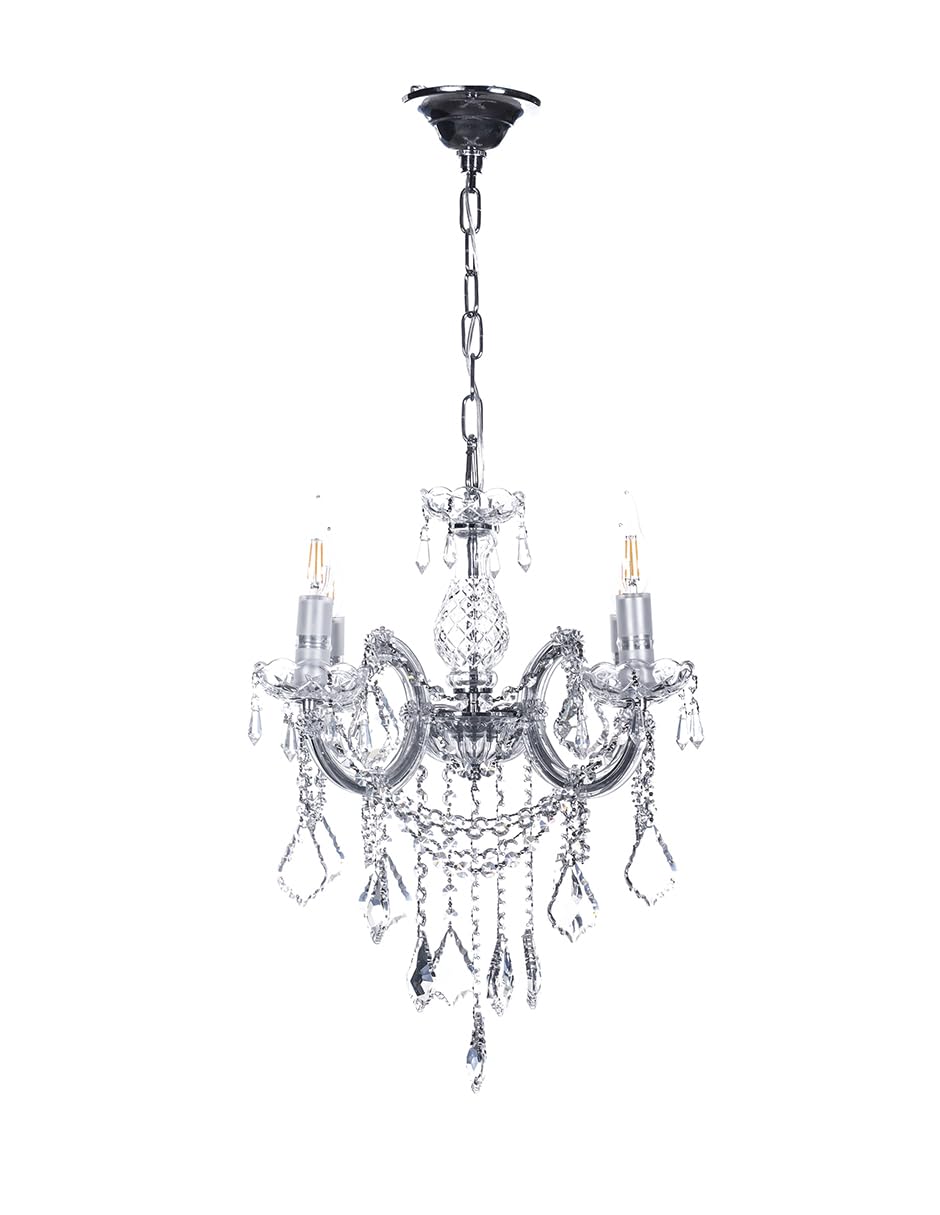 Candil Colgante Gamalux María Theresa 4 Luces Cristal Alta Calidad Plata Modelo RG5006-4L CH Lámpara moderna con acabado cromado y cristal cortado para estilo exclusivo