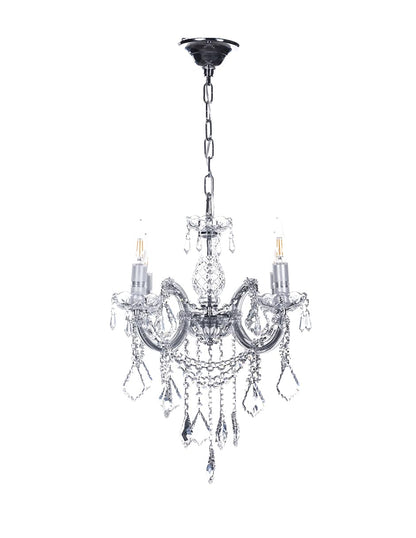 Candil Colgante Gamalux María Theresa 4 Luces Cristal Alta Calidad Plata Modelo RG5006-4L CH Lámpara moderna con acabado cromado y cristal cortado para estilo exclusivo