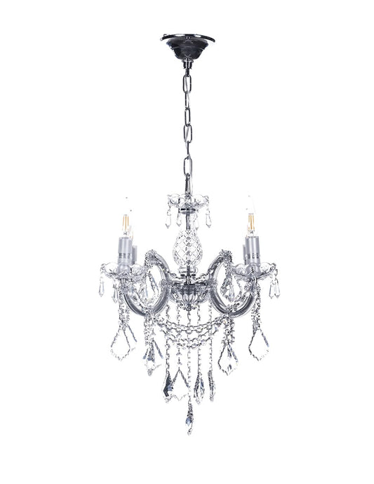 Candil Colgante Gamalux María Theresa 4 Luces Cristal Alta Calidad Plata Modelo RG5006-4L CH Lámpara moderna con acabado cromado y cristal cortado para estilo exclusivo