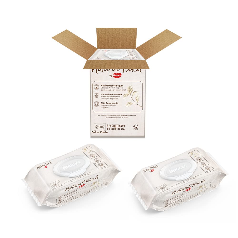 Huggies Natural Touch Toallitas Húmedas Para Bebé, Caja Con 504 Piezas (6 Paquetes De 84 Piezas c/u)