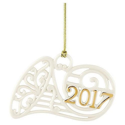 Lenox Ornamentos anuales de China 2017 Happy Holly Days Fresh Powder muñeco de nieve, cuerno, Blanco, 1, 1