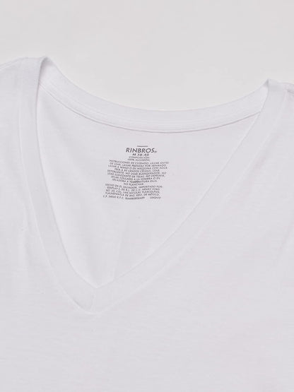 Rinbros Originales Camiseta Hombre - 100% Algodón, Manga Corta, Cuello en V, Paquete de 3 piezas