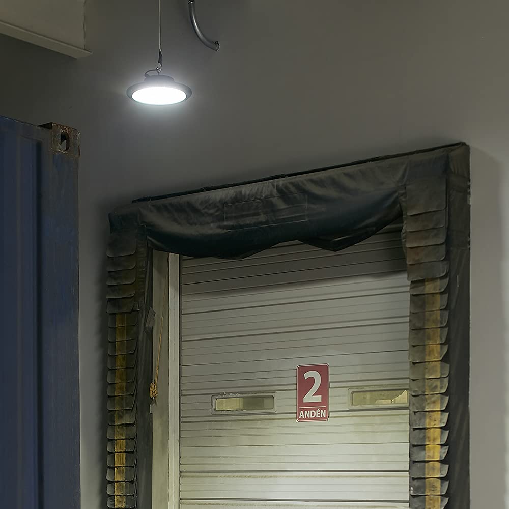 Tecnolite Lámpara Colgante LED, Iluminación Industrial de Acero, Luz Colgante de Techo Industrial, Color Negro, 100 W, Luz de Día 6 500 k, 100 - 270 V,