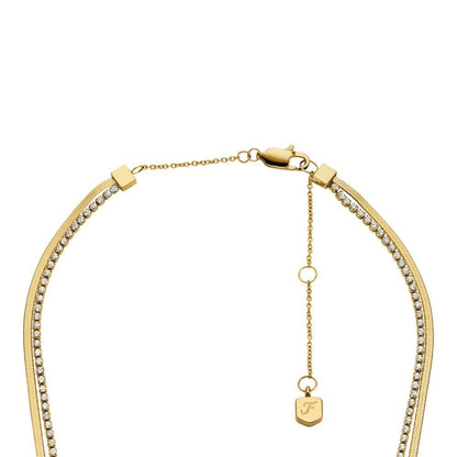 Collar Fossil JF04939710 Ellis de acero inoxidable en tono dorado para mujer