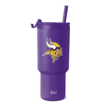 Simple Modern Termo de 30 Onzas con Tapa Abatible y Popote - MERCANCÍAS - Minnesota Vikings