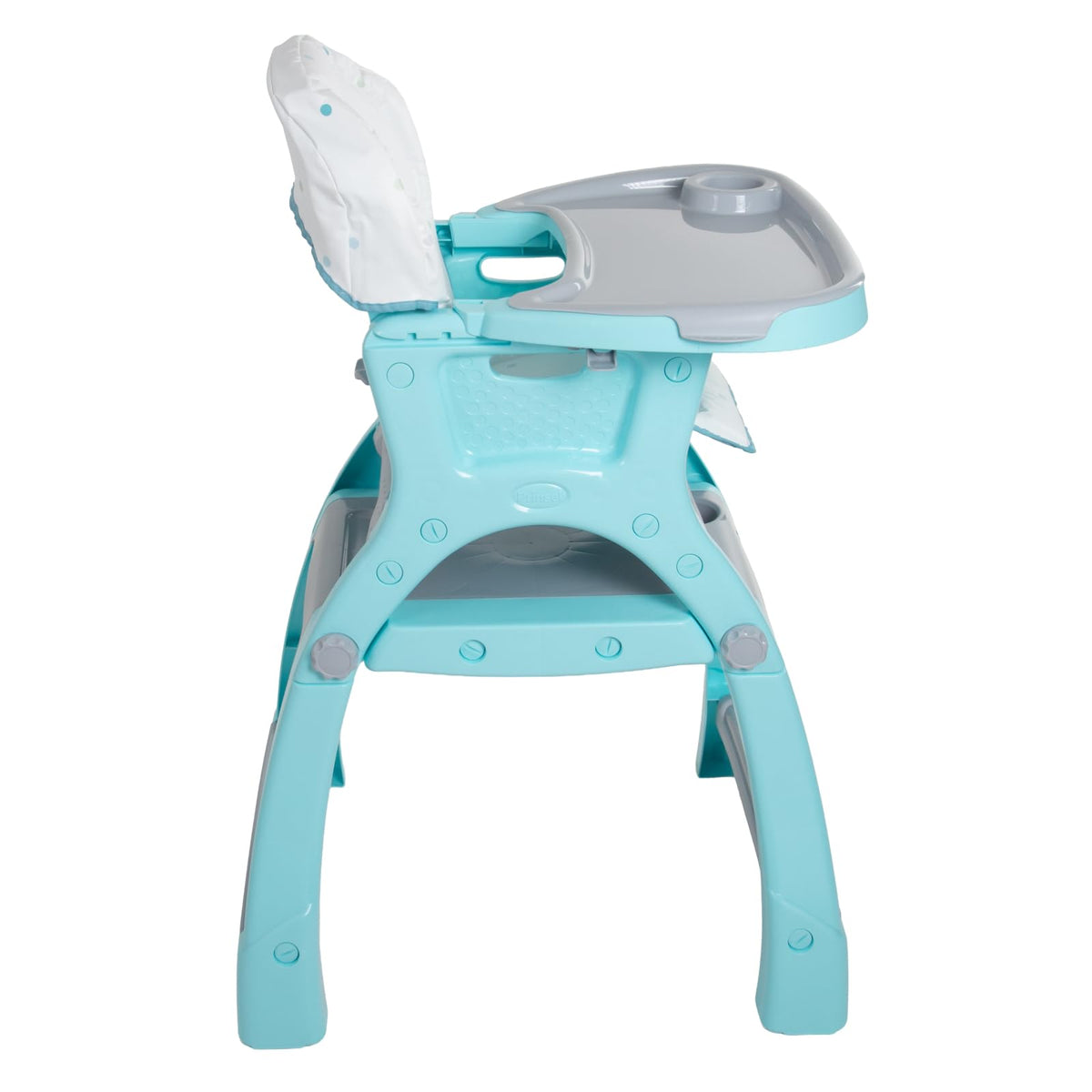 PRINSEL | Sillita Alta Infantil Convertible | Silla Alta para Bebé | Kinder City | Azul Turquesa | De 6 Meses a 3 Años, Convertible a Escritorio, Doble Charola Ajustable, Fácil de Limpiar | Artículos para Bebés