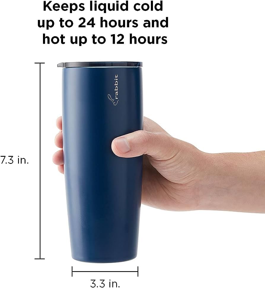 Vaso alto de acero inoxidable de doble pared, incluye tapa deslizante sin salpicaduras
