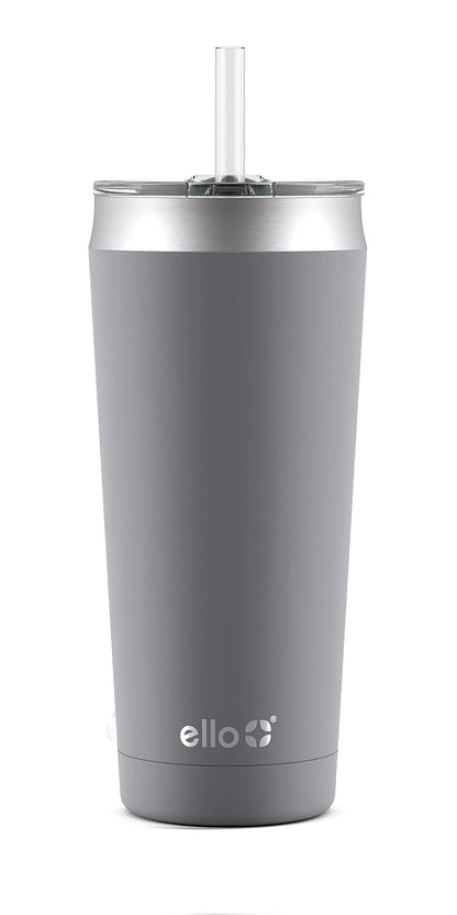 Ello Beacon Vaso de acero inoxidable aislado al aspiradora con tapa deslizante y popote opcional