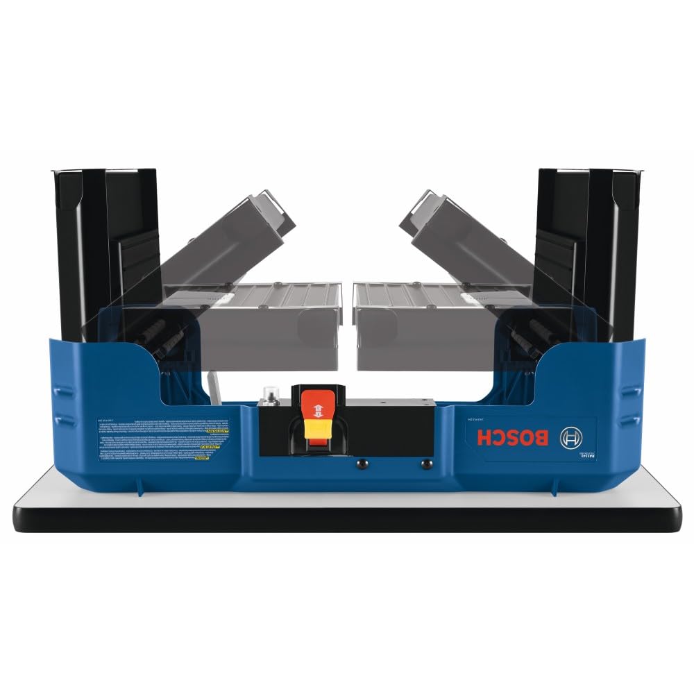 Bosch RA1141 - Mesa de enrutador portátil | Tablero de MDF laminado con montaje Easy Click, valla alta, doble plumaje para fresadoras de carpintería
