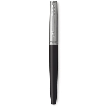 Parker - Pluma estilográfica Jotter con caja de regalo, mango de metal negro, Spring Strength M, tinta azul