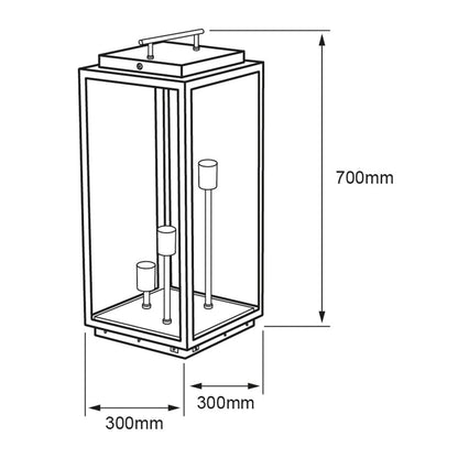 Tecnolite Lámpara de Pilar/Piso Tipo Farol Exterior, Potencia Máx. 180 W, 3 Bases E27, IP44, No incluye focos