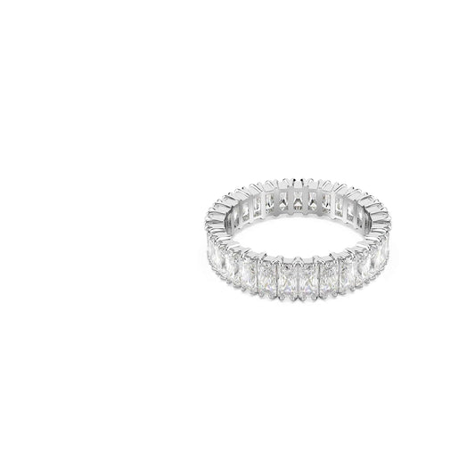 Swarovski Anillo Matrix, Talla baguette, Blanco, Baño de rodio