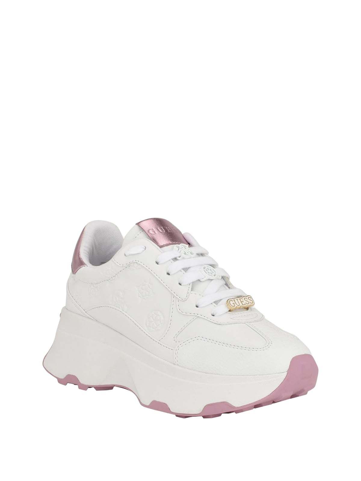 GUESS Calebb3 Zapatillas de Plataforma para Mujer - 23.0 cm - Blanco - Rosa 147