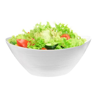 Trilogy | Ensaladera Grande o Bowl, Elegante y Moderno con Diseño Ovalado, Vidrio Opal Templado Ultra Resistente, Colección Greco, Blanco, 25 * 24 cm, Hecho en Italia