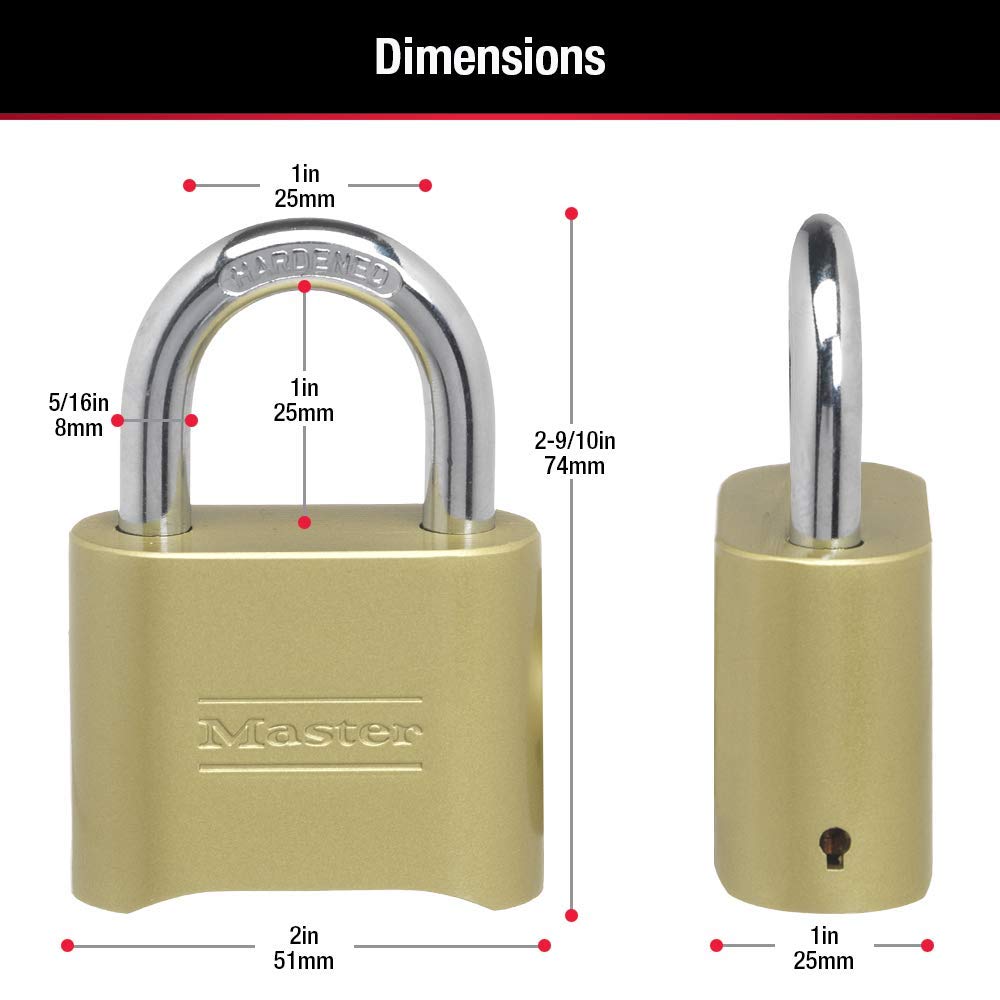 master lock cerradura de combinación reajustable, Número, 1 paquete, Metal