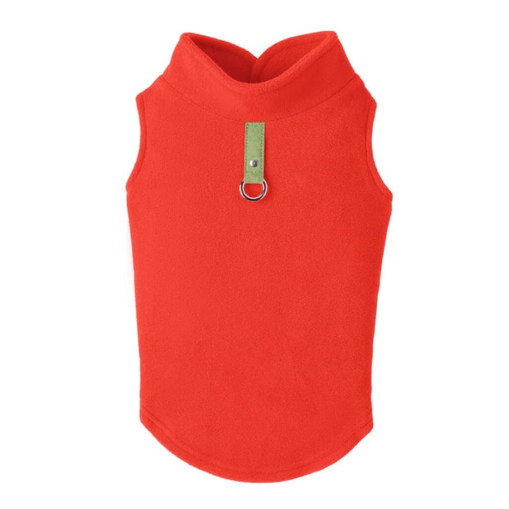 Gooby Chaleco de Forro Polar para Perro con Correa Integrada - Medium chest (~13.5") - Pumpkin