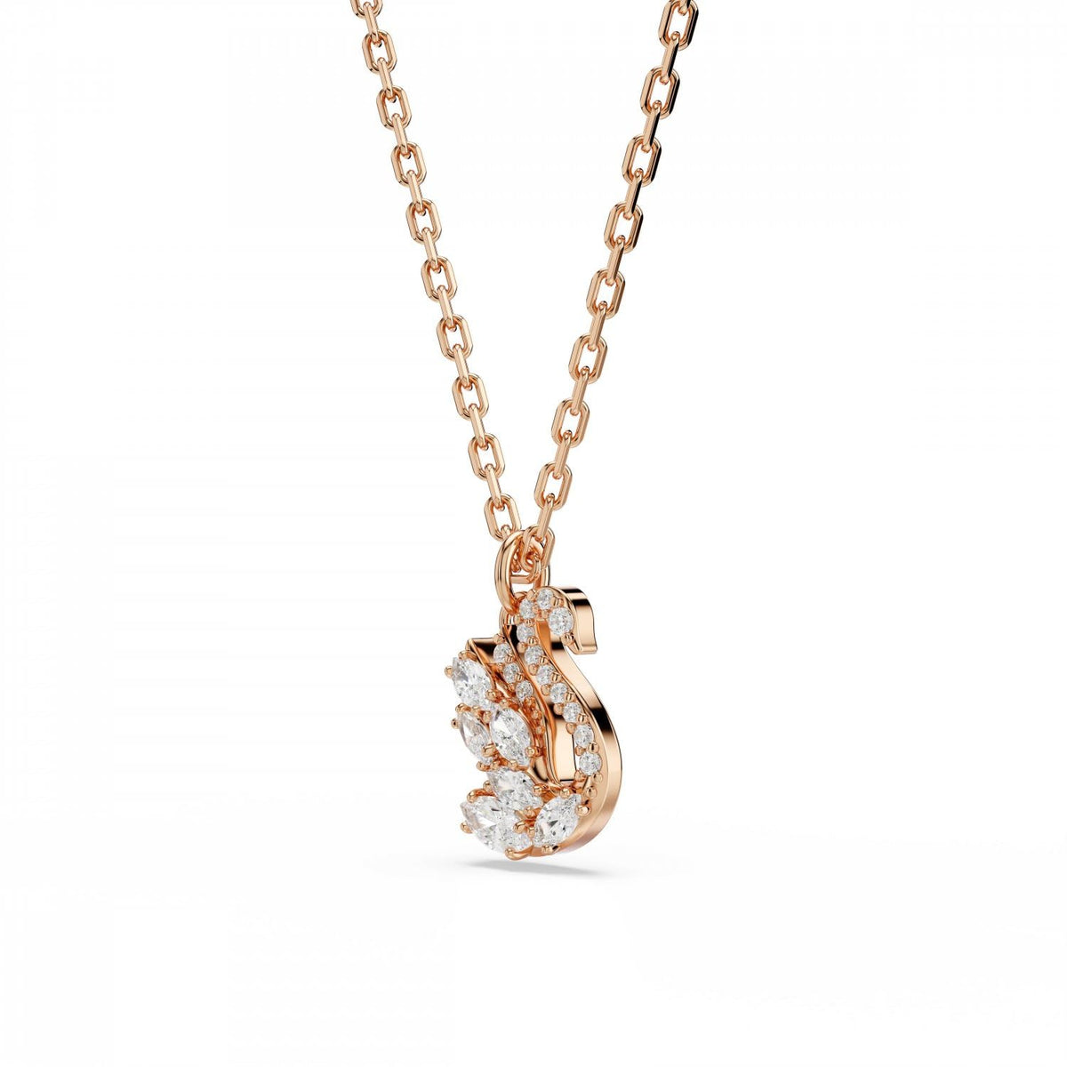Swarovski Colección Swan, corte mixto, cisne, blanco, chapado en oro rosa