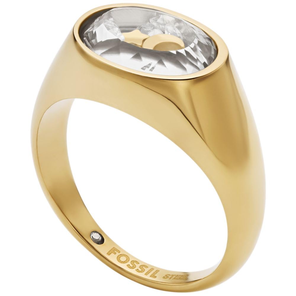 Anillo Fossil JF04896710 Sutton de acero inoxidable en tono dorado para mujer, talla 9