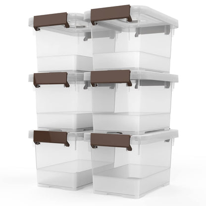 WYT - Caja de cierre de almacenamiento transparente, paquete de 6 contenedores organizadores de almacenamiento con asa y tapas, 3.5 cuartos de galón