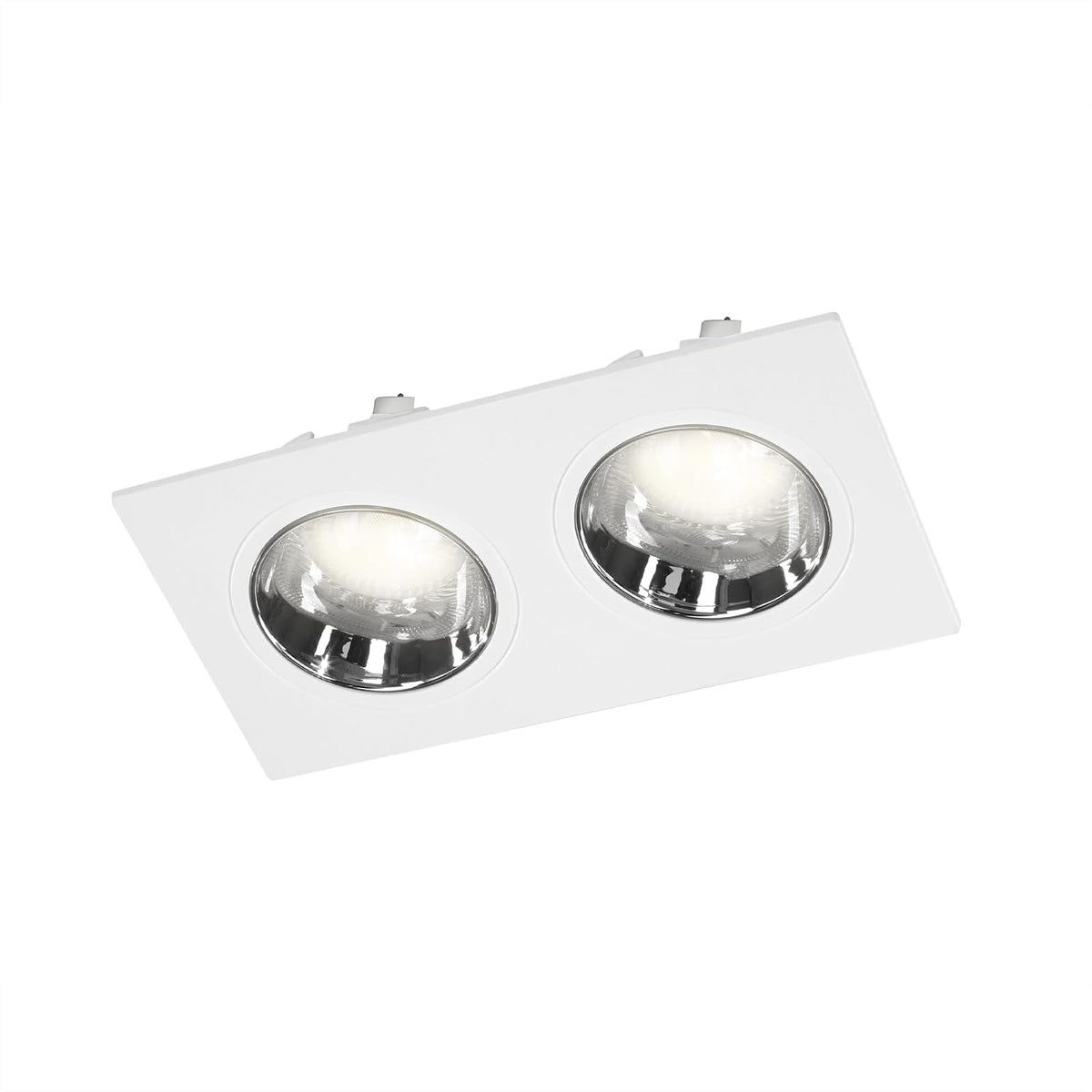ILLUX Lámpara Downlight Cuadrada 2 Spots GU5.3 LED 9W Neutra 4000K Blanco Cromo TL-2913.BCRKT40
