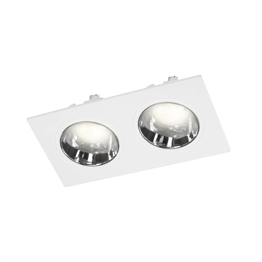 ILLUX Lámpara Downlight Cuadrada 2 Spots GU5.3 LED 9W Neutra 4000K Blanco Cromo TL-2913.BCRKT40
