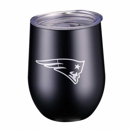 NFL JTNFL-3036-NE Vaso para Vino Metal Tumbler Patriots, Negro, 355 ml | Doble pared aislante; mantiene bebidas calientes 6 horas y frías 12 horas; ideal para vino, café, whisky o cócteles