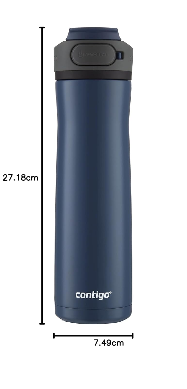 Contigo Botella de Agua Acero Inoxidable 710 ML Azul Gloss Antiderrames Cortland Chill 2.0 Boquilla Protegida con Asa