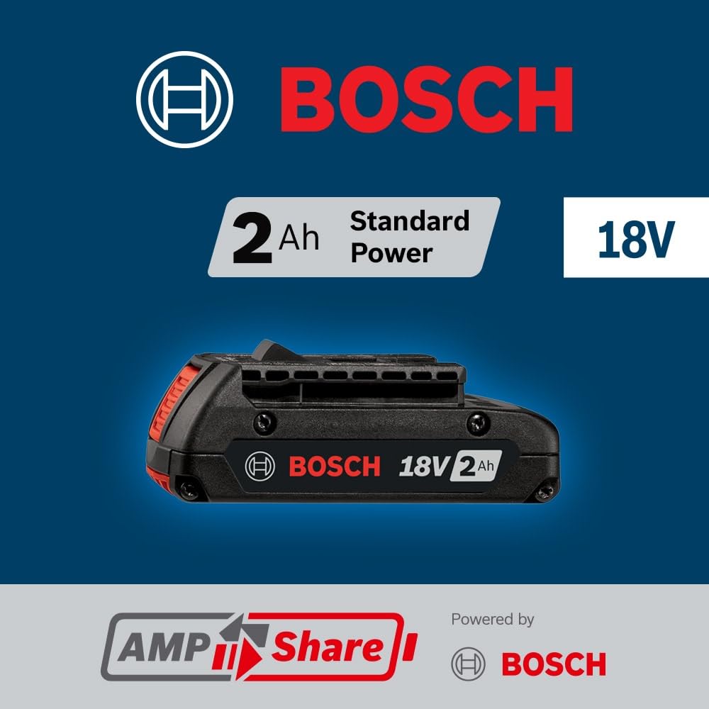 BOSCH BAT612-2PK Baterías de alimentación estándar de iones de litio de 18 V, 2 Ah