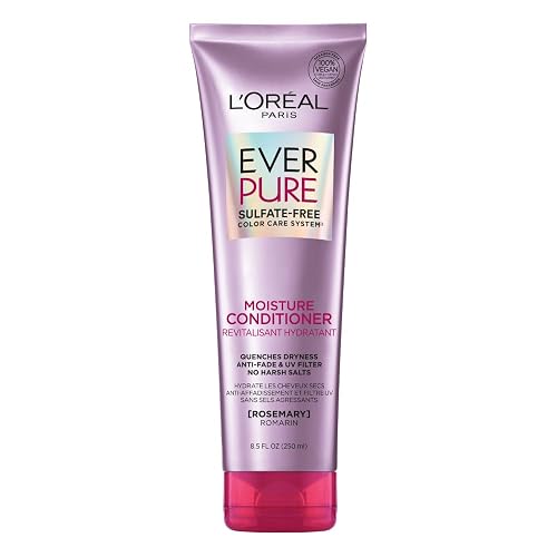 L'Oreal Paris, Acondicionador Con Hoja De Romero Ever Pure Moisture, Hidrata Y Cuida El Color Para Todo Tipo De Pelo Teñido, Sin Sulfatos, 250Ml