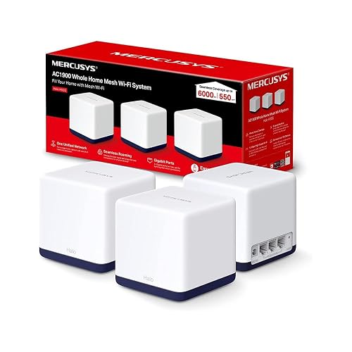 MERCUSYS TP-Link WiFi Mesh, Sistema WiFi de Malla para Todo el Hogar, AC1900, hasta 1300Mbps en 5GHz, Controles Parentales, Halo H50G(3-Pack)