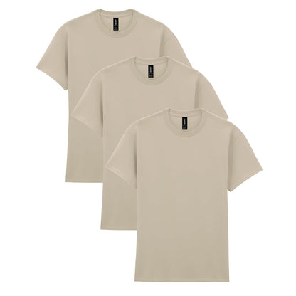 Gildan G5000 Camiseta de Algodón Pesado para Hombre - 3 - Arena (paquete de 3) - CH