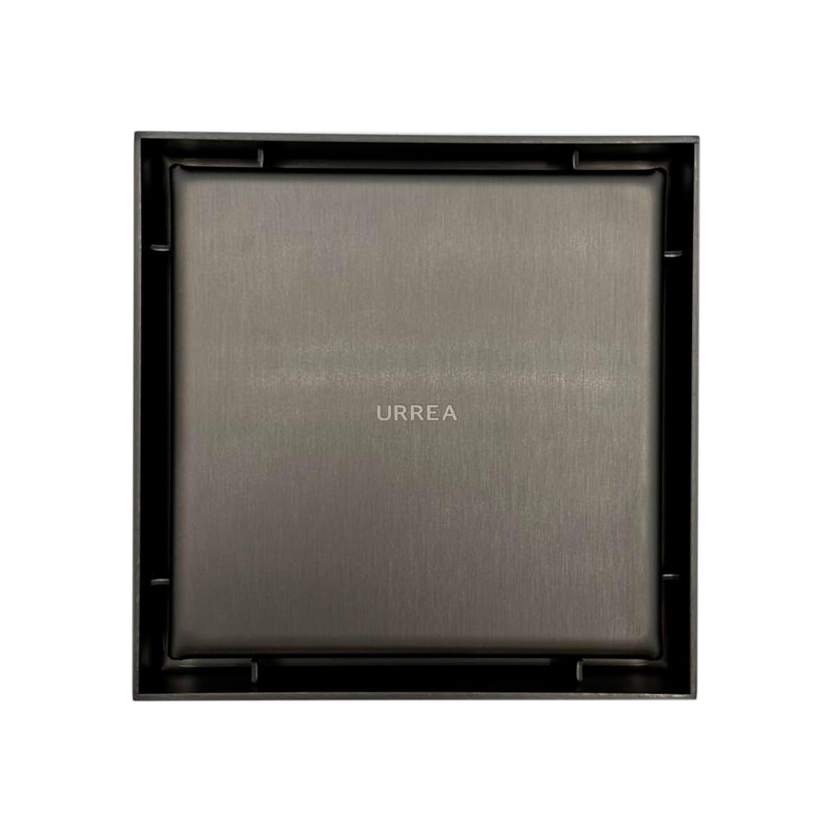 URREA Coladera de Acero Inoxidable, Cuadrada con Rejilla, Acabado Gun Metal, Válvula Check Anti Olor, Desalojo de 40 Lts x Min, CCRINOX.41