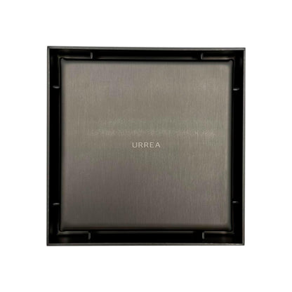 URREA Coladera de Acero Inoxidable, Cuadrada con Rejilla, Acabado Gun Metal, Válvula Check Anti Olor, Desalojo de 40 Lts x Min, CCRINOX.41