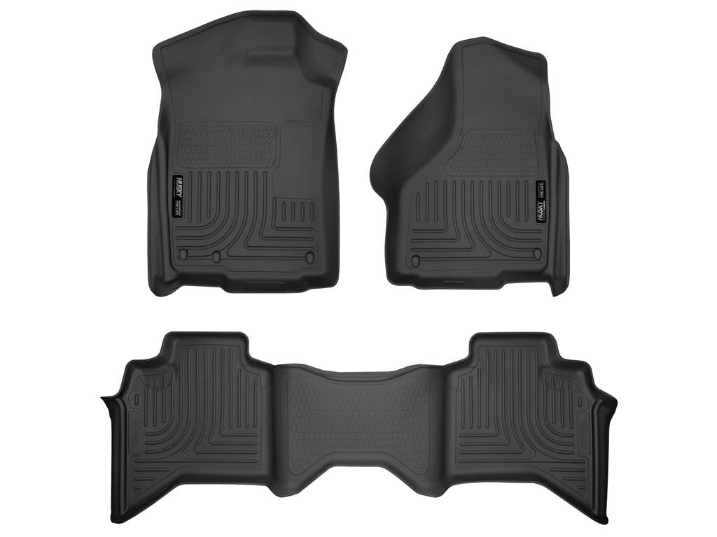 Husky Liners Weatherbeater Alfombrillas de Piso para Dodge Ram 1500 Crew Cab 2002-2008 y Ram 2500/3500 2003-2009 3 Piezas Negro - Negro -