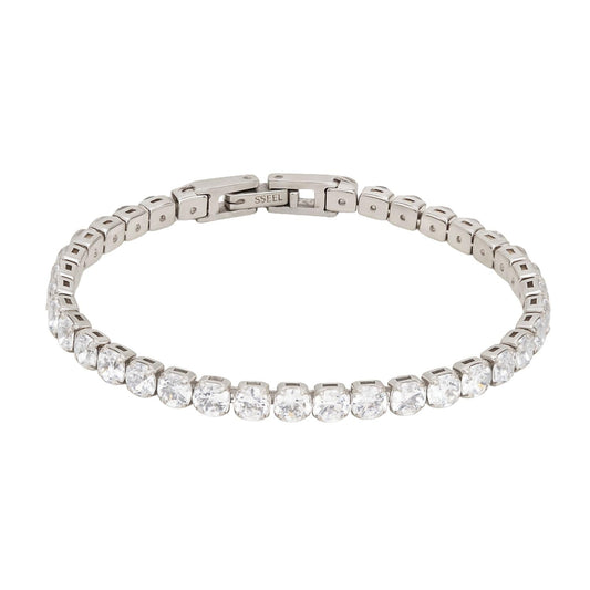 Xyphielle Pulseras para Mujer con Baño de Plata - Pulsera de Circonitas Grandes y - Regalos Elegantes (18cm)