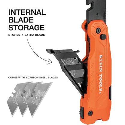 Klein Tools 44306 Navaja multiusos/rascador FLICKBLADE 2 en 1 con almacenamiento de cuchillas