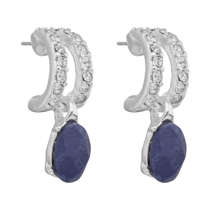 Anne Klein Aretes Plateado Mediano | Forma ovalada, cierre de poste, colección Miami, 1 par