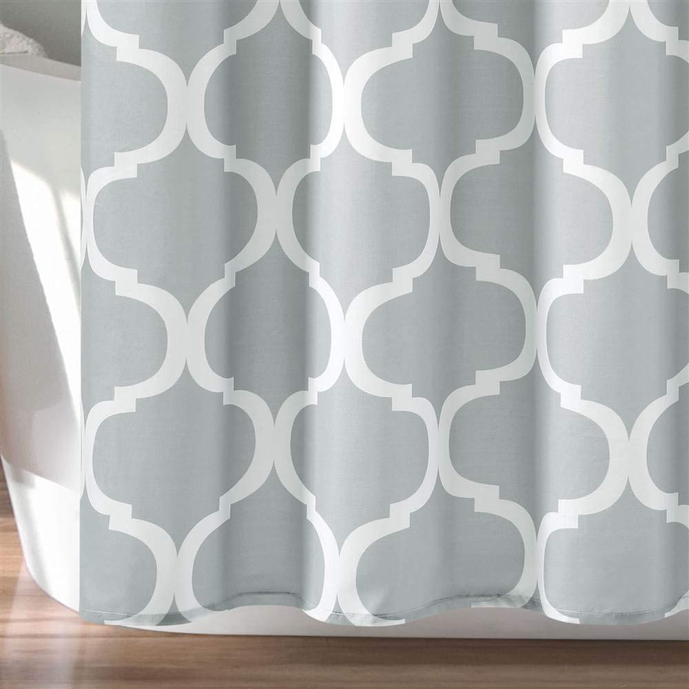Lush Decor - Cortina de Ducha de baño Lavable y Duradera, 72 x 72 Pulgadas con Estampado de Enrejado en Tela Suave, Gris Claro