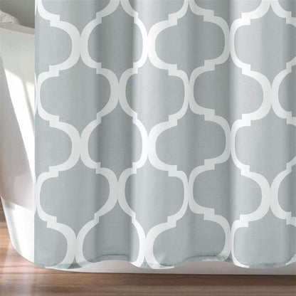 Lush Decor - Cortina de Ducha de baño Lavable y Duradera, 72 x 72 Pulgadas con Estampado de Enrejado en Tela Suave, Gris Claro