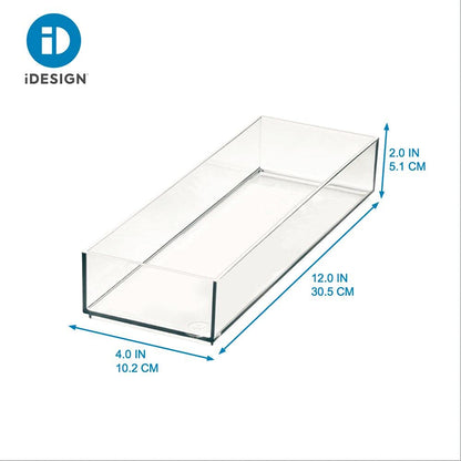 iDesign The Sarah Tanno Collection Organizador de cajones de plástico, 4 x 12 x 2 Pulgadas, Transparente