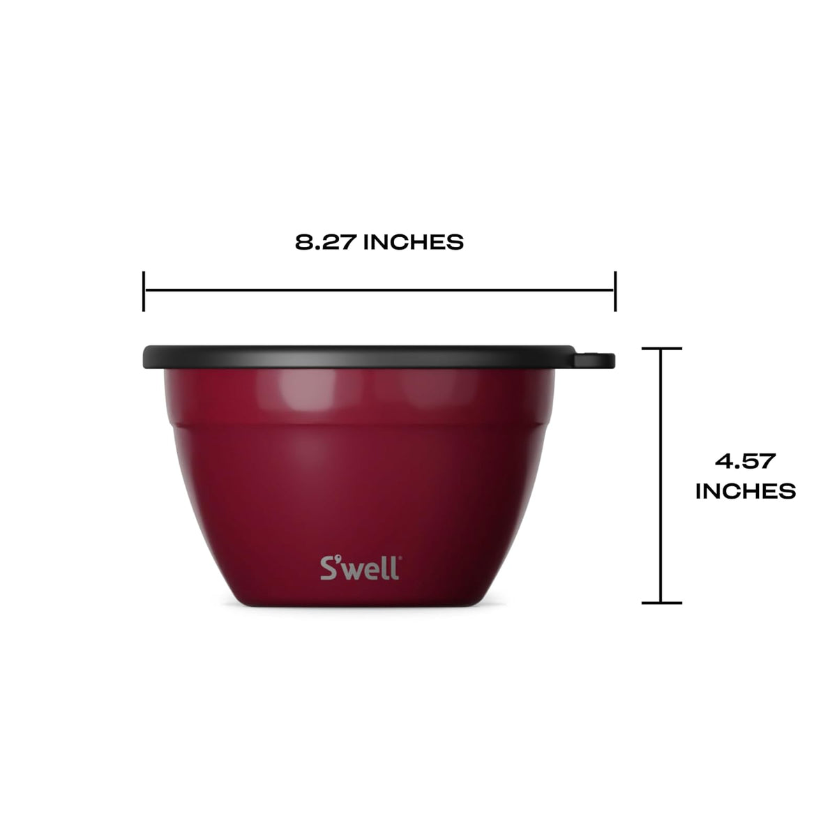 S'well - Juego de ensaladas de acero inoxidable de 64 onzas, cereza silvestre, viene con mini recipiente de 2 onzas y bandeja extraíble para organización, a prueba de fugas, fácil de limpiar, apto