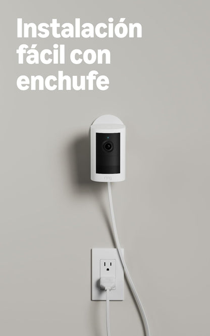 Cámara para exteriores con enchufe Ring (última generación), seguridad para hogar o negocio, video Retinal 2K gran angular, zoom mejorado 6x, visión nocturna de colores realistas con poca luz, negro