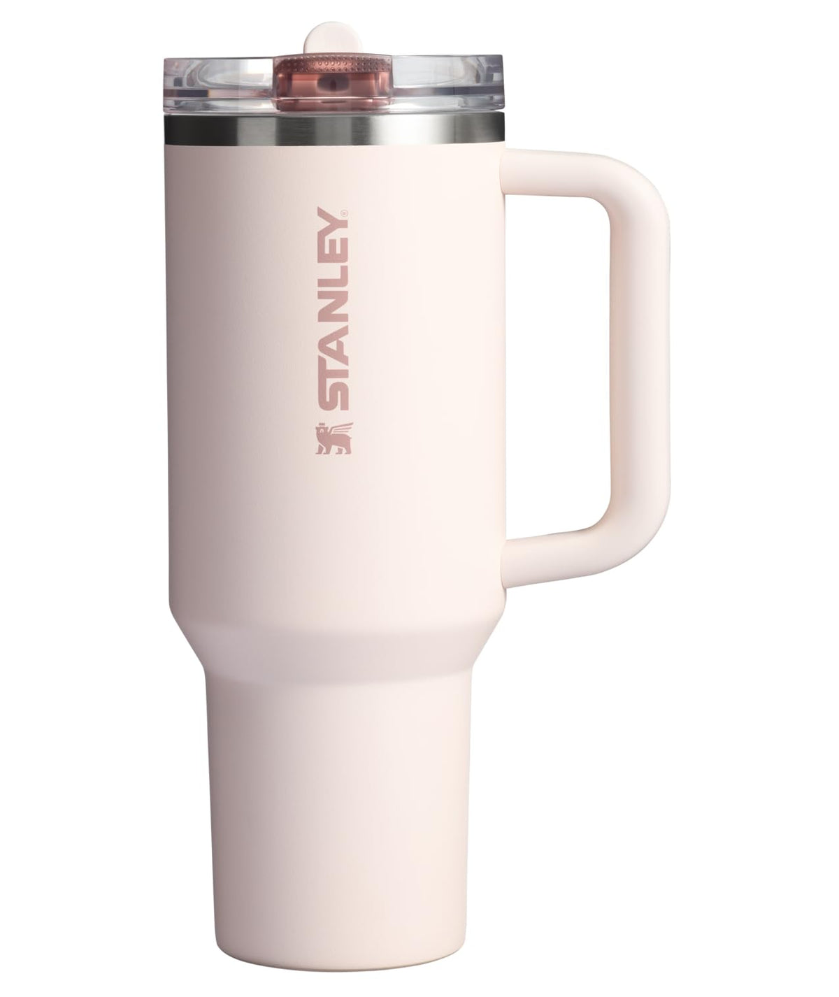 Stanley Quencher ProTour - Vaso con Popote Abatible, Mango Integrado, Acero Inoxidable, Sin BPA - Rosa Cuarzo